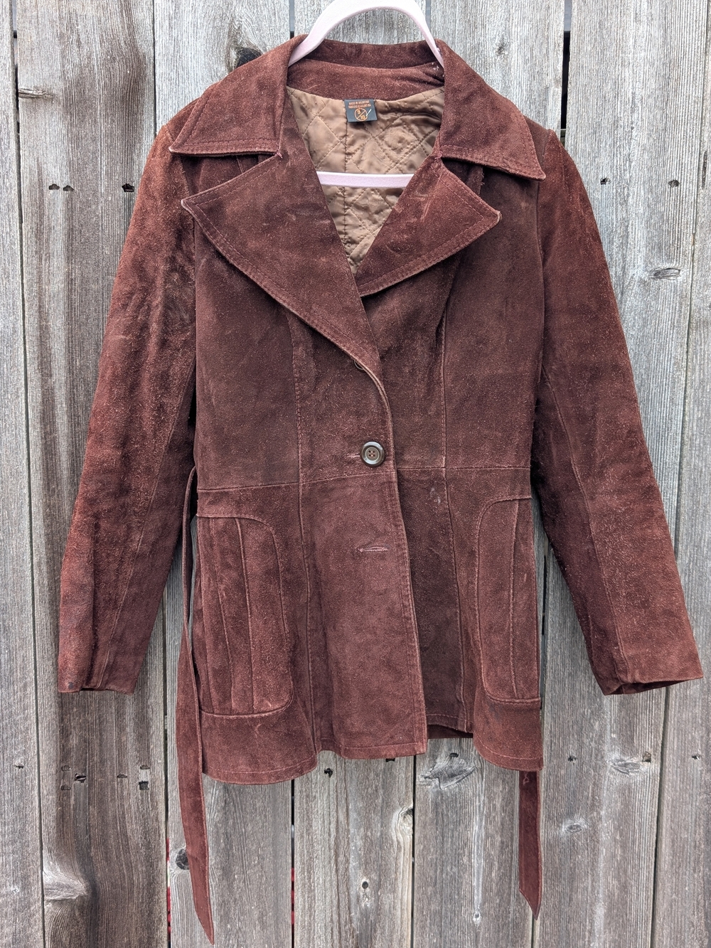 Women’s Brown Suede Belted Jacket